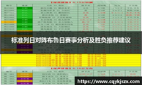 标准列日对阵布鲁日赛事分析及胜负推荐建议